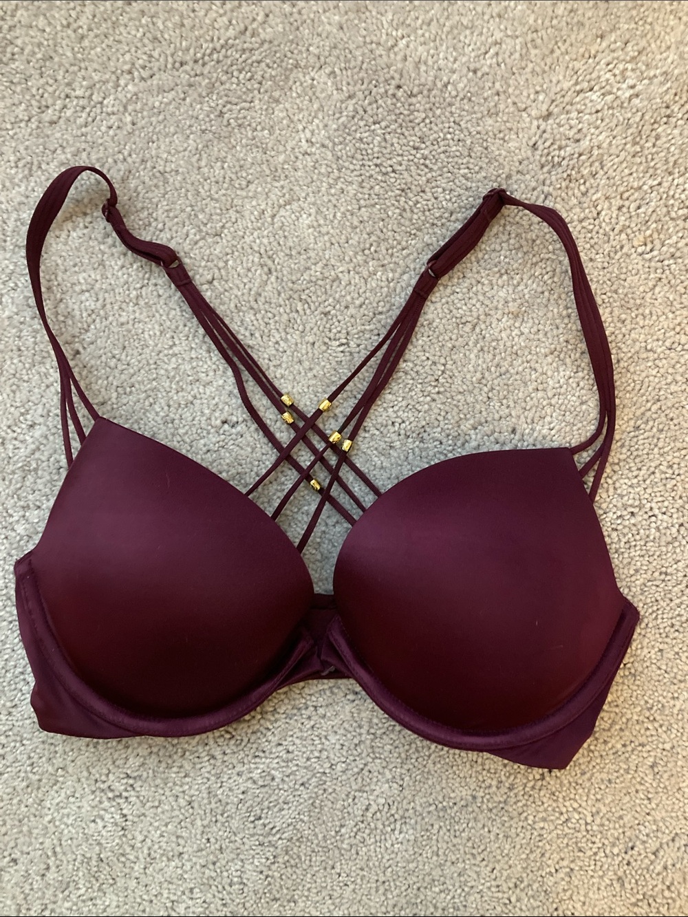 Victoria's Secret Very Sexy Push-Up Bra in Deep Burgundy with Gold Accents